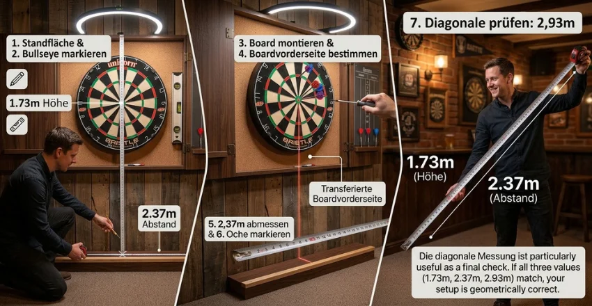 Entfernung zur Dartscheibe richtig messen: Schritt für Schritt